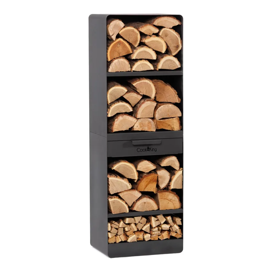 COOK KING 120 cm wood rack filled with firewood