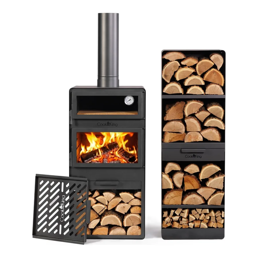 COOK KING Vento garden stove with a baking oven and a wood rack