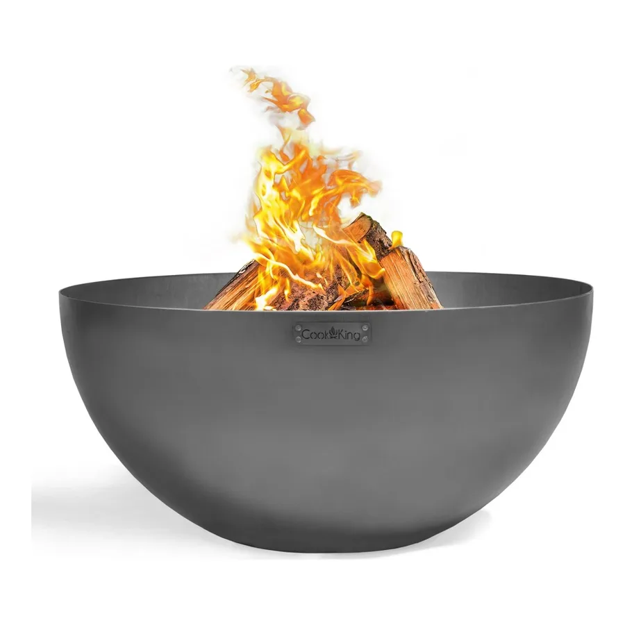 COOK KING Dallas premium fire bowl, 85 cm, with a burning fire